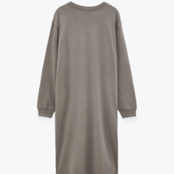 ZARA Plush Jersey Dress - Grey - Picture 1 of 6